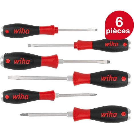 Wiha Jeu de tournevis SoftFinish® Fente avec lame six pans avec disque de frappe (21251)