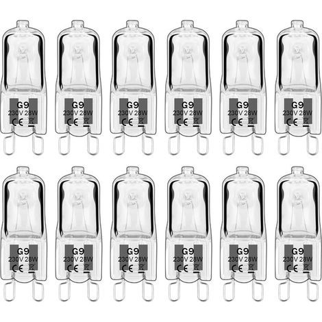 12 Stück G9 Halogenlampen, G9-Leuchtmittel 230V 28W 480lm, 2800K warmweiß, dimmbare Kapsellampen, flimmerfrei [Energieklasse G] (1/5)