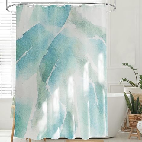 Rideau de Douche 200x200 cm, Rideau de Douche Tissu en Polyester Lavable, Rideau Douche Anti Moisissure, Motif Aquarelle Rose, avec 12 Anneaux (1/5)