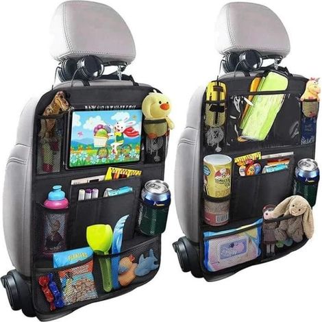 Organisateur de voiture - Universel - Noir - 9 poches - Tissu Oxford - Support pour tablette (1/4)