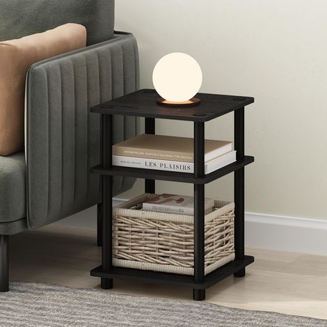 Table d'appoint à 3 Niveaux avec étagère Ouverte, Table de Nuit, Table de Chevet, Montage Facile, pour Salon, Chambre à Coucher, Bois foncé (1/5)