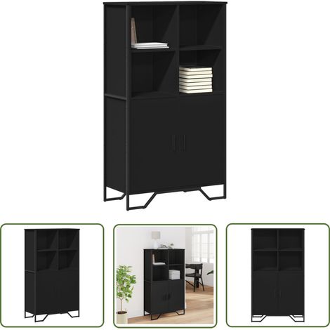 vidaXL Buffet haut noir 79,5x35,5x137,5 cm bois d'ingénierie (1/5)