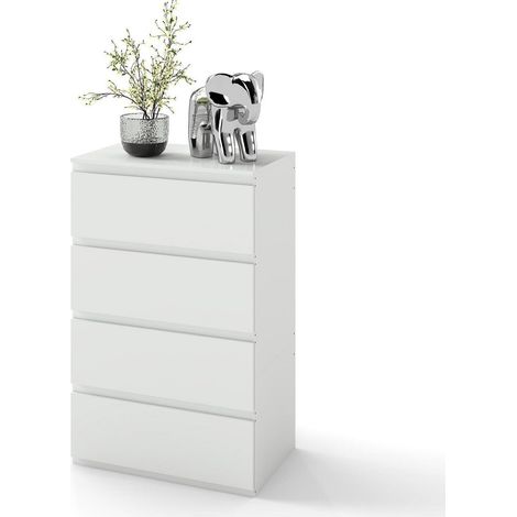 Kommode Weiß mit 4 Schubladen, schmal, modern, für Wohnzimmer, Schlafzimmer, Flur (1/5)