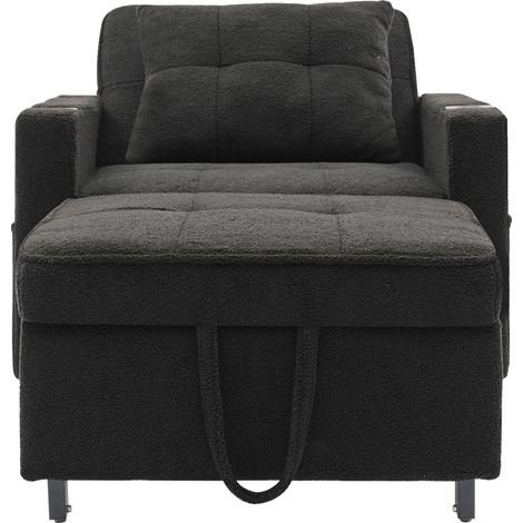 Divano letto singolo estraibile 3 in 1 nero con portabicchieri e porta USB HOMVRA (1/5)