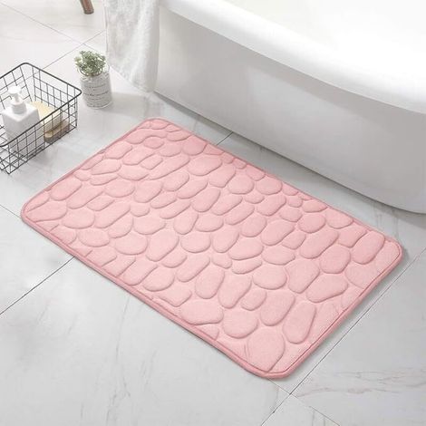 Memory foam bath mat, non-slip bath mat, high-quality absorbent bath mat, machine washable (pink) (1/5)