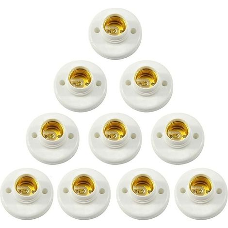 - 10PCS E27 Support De Lampe Douille a Vis Plastique Murale Adaptateur de Convertisseur de base d'ampoule LED Supports pour Ampoule E27 Douille à vis Ronde en Plastique pour Douille D'ampoule (1/5)