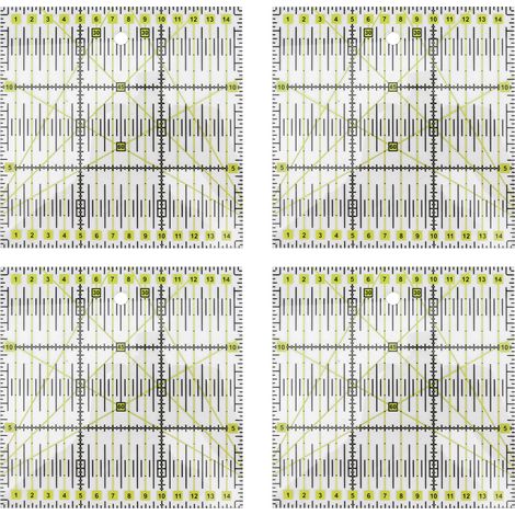 Set mit 4 Acryl-Patchwork-Linealen zum Nähen und Schneiden mit zweifarbigen Linien und Raster (1/5)