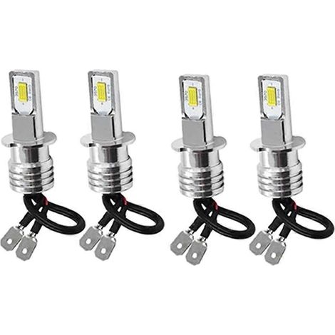 Kit de 4 ampoules LED H3 ultra-lumineuses pour phares antibrouillard, feux de route, blanc 6000K, 10W (1/5)
