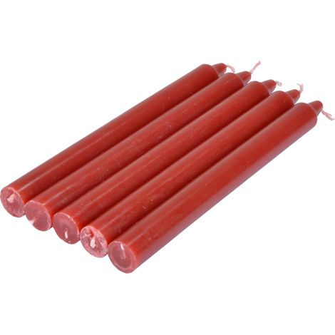 Lot de 5 bougies chandelier 20 cm Tendance uni rouge