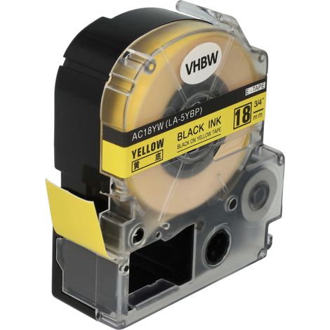 vhbw Label Tape Replacement for KingJim SC18YW for Label Printer 18 mm, Black on Yellow (1/4)