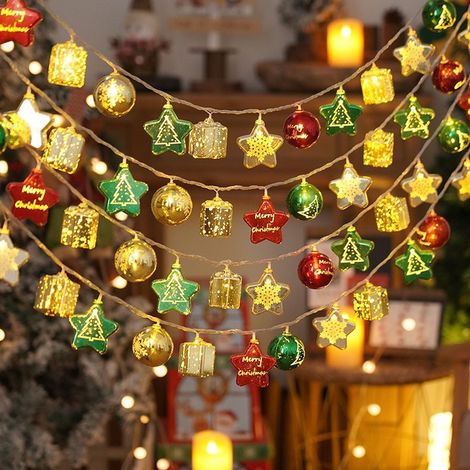 Luci di Natale - Luci a stringa a LED - Luci colorate - Illuminazione natalizia - Luci di Natale in ferro battuto - Luci di Natale decorative