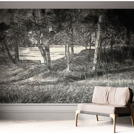 Papier peint adhésif autocollant pour salon chambre à coucher tendance et originale Paysage serein 312x219 cm (1/5)