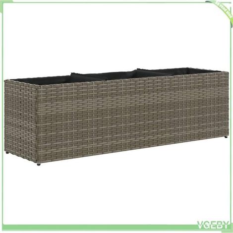 Jardinière / bac à fleurs - FAFEICY - 366418 - Gris - 105x30x32 cm - Résine tressée 3 pots (1/5)