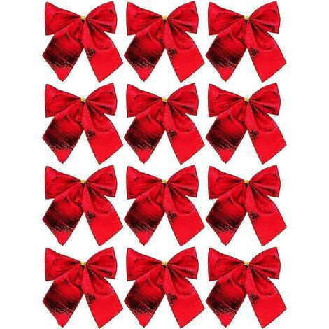 dajkiuy Set mit 12 Weihnachtsschleifen, 6 cm (2,36 Zoll), rote Schleifen für Weihnachtskränze, Baumschmuck und Geschenke (1/5)