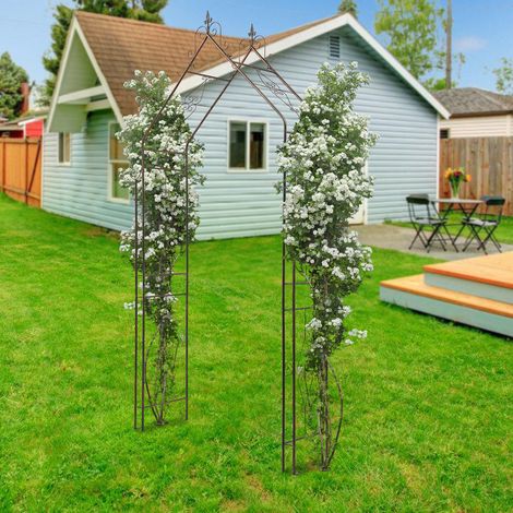7.05 ft Garden Arch, Metal Trellis for Climbing Plants Outdoor Bronze Garden Arbors, Plant Stand Outdoor Archway Frame for Backyard Decor, Halloween Christmas Fall Party Decorations (1/5)