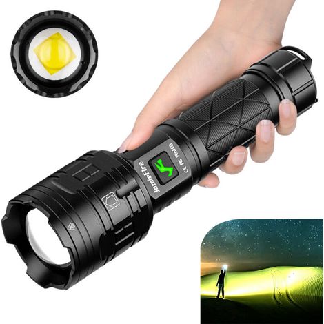 Lampe torche,Lampe de poche LED forte lumière USB rechargeable zoom camping lampe de poche portable