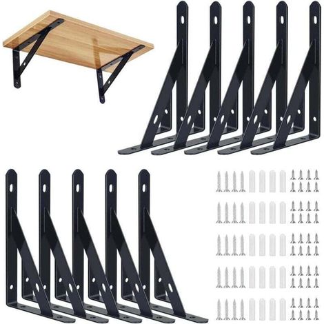 Set mit 10 Wandregalhalterungen, 95 x 150 mm, schwebende Wandregalhalterung, Hängeregal mit Schrauben, für Bücherregal, Wohnzimmer, Schlafzimmer - Crezuo
