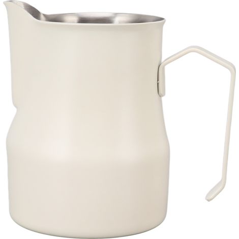 Pichet à lait en acier inoxydable 304, bec verseur précis, idéal pour café latte, design mat blanc, capacité 550ml, parfait pour bureau et usage professionnel. (1/5)