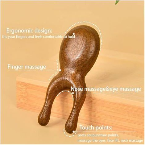 Massage Cuir Chevelu pour Meridienne, Head Spa Gua Sha Peigne en Bois, Masseur Tete Cheveux Bois de Santal, Scalp Massager Manuel (1/5)