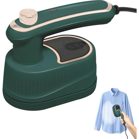 Mini fer à repasser de voyage, portable et pliable, mini fer à repasser compact de voyage, petit fer à vapeur avec réservoir d'eau de 50 ml, pour les voyages et la maison (vert) (1/5)