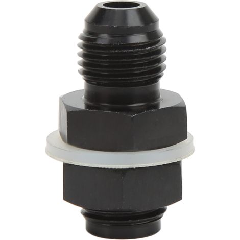 Raccord traversée de réservoir AN6 en aluminium 6061‑T6 anodisé noir avec joint PTFE, pour conduites de fluide (1/5)
