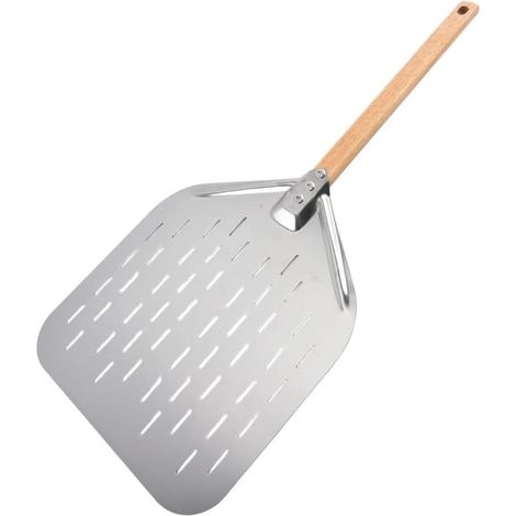 Pelle à pizza en acier inoxydable avec tête perforée de 39,5 cm (1/5)