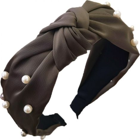 Fascia turbante realizzata in tessuto kaki con perle PER capelli PER donne alla moda spessa