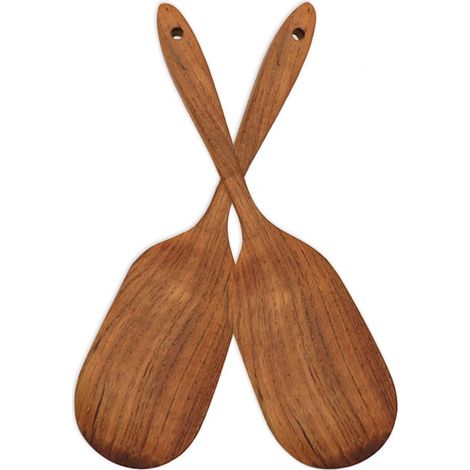 FABRICE - Spatule en teck naturel - Set de 2 - Ustensiles de cuisine durables et écologiques (1/3)