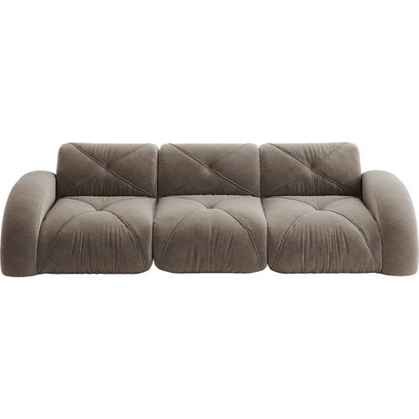 Canapé Droit Modulaire - 3 Places - Confort Moelleux - Chenille - Pouf Inclus & Coussins Inclus - 281 x 95 x 76 cm - Moderne - Taupe (1/5)