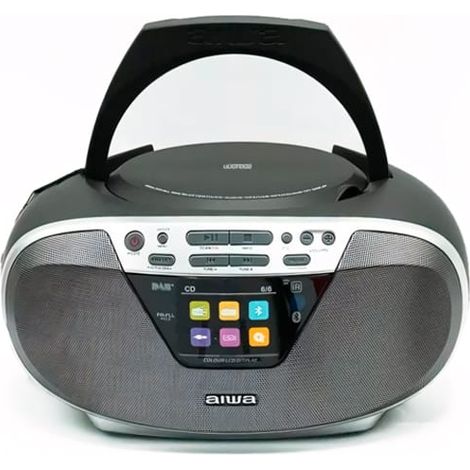 Aiwa BBTU-500DAB/SL - Radio CD Portátil Dab+ con Pantalla a Color 2.4". Bluetooth 5.0, USB, CD/CDR/RW/MP3, Dab+. Color: Plata