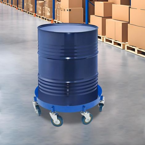 Fassroller, 55 Gallonen Transportroller Kohlenstoffstahl Ø 620mm Fasswagen mit 8 Universalrädern, Schwerlast-Fasswagen mit Querstreben 907 kg Tragkraft Blau (1/5)