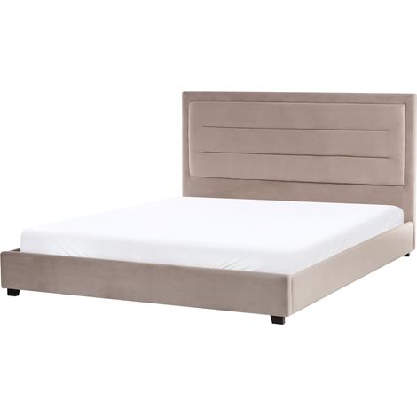 Letto matrimoniale ad acqua in velluto tortora 180 x 200 cm testata imbottita Rouen