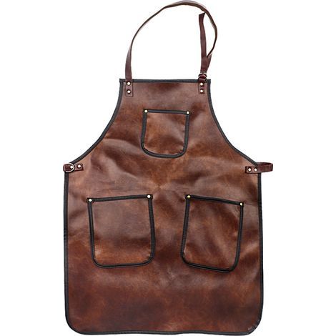 Wasserfeste Lederschürze mit Taschen und gekreuzten Riemen, perfekt zum Kochen, Grillen, Backen, Frisieren und für Barista-Arbeiten.