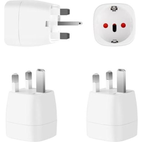 3 Pièces Adaptateur Prise Anglaise, Adaptateur Prise avec Dispositif de Protection de Sécurité, Adaptateur Prise Anglaise vers France pour Irlande, Angleterre, Ecossec et Dubaï (Type G (1/5)