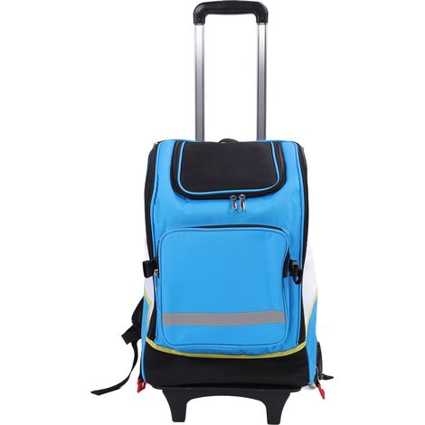 Sac à dos pour outils de ménage, fournitures de grande capacité, sac de rangement, ouverture complète avec barre de traction pour monter les escaliers, bleu (1/5)