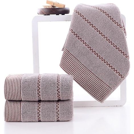 Ensemble de 3 serviettes en pur coton, serviette pour le visage (1/4)