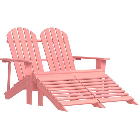 Chaise de Jardin Adirondack 2 Places en Bois Massif de Sapin Rose avec Repose-Pieds - PANGIVO (1/5)