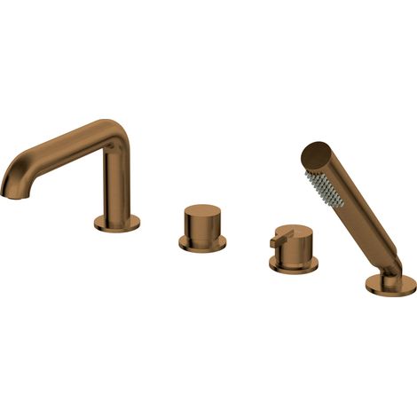Deante Robinet de baignoire 4 trous - Bronze brossé - Élégant - Anti-calcaire - Facile à nettoyer