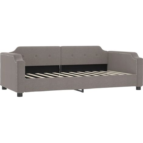 Lit simple Lit adulte Lit de repos taupe 100x200 cm tissu (1/5)