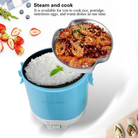 Cuiseur à riz/cuiseur vapeur électrique portable multifonctionnel 24 V 180 W 1,6 L pour voiture (bleu) (1/5)