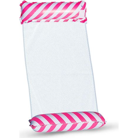 Hamac Gonflable Piscine,Hamac Gonflable à Rayures,Matelas Gonflable Flottant,Pliable Hamac d'eau,Hamac d'eau 4 en 1,Les Meilleurs Cadeaux d'été pour Adultes et Enfants (Rose) (1/5)