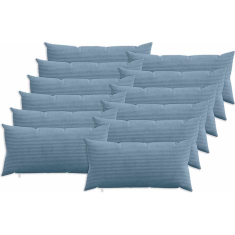 Kissenbezug 12 stk. HEERLEN Blau 40 x 80 cm Cord vidaXL