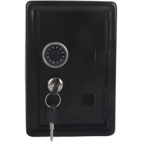 Kids Learning Toy Piggy Bank Password Coins Money Saving Safe Style Gift with 2 Keys (Black) (1/4)