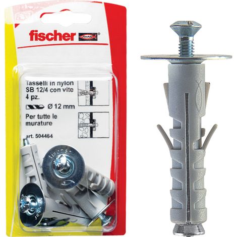 Tasselli + ganci piatti Fischer sb 12/10 k Ø 12 mm 2 pz max 30 kg