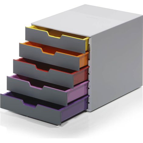 Durable 760527 Varicolor 5, Cassettiera con 5 Cassetti Colorati, Porta Etichetta Rimovibile, 280 x 292 x 356 mm (1/3)