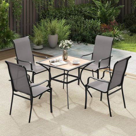Giantex Ensemble de 2 Chaises de Salle à Manger Dossier Haut et Siège Large Structure en Métal Robuste Tissu en Maille Marron + Noir (1/5)