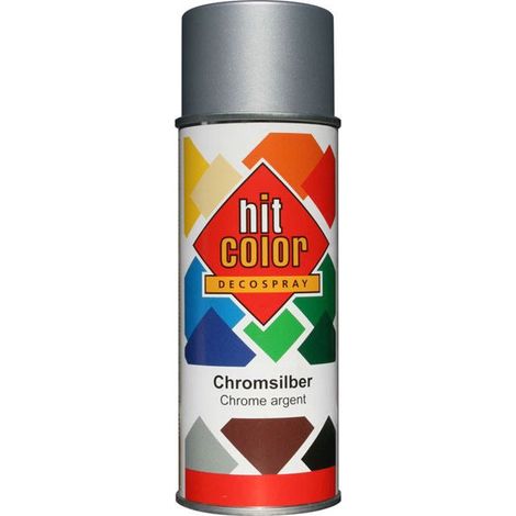 Bombe de peinture - Chrome argent - Décoration - Tous supports - Hit Color - 400ml