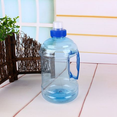 Gourde 1L sans BPA avec bouchon, en PET, idéale pour le sport, les pique-niques et les activités de plein air (bleu). (1/5)