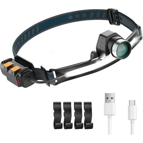 Professionelle Stirnlampe, [1200 LM] [24 Std. autonom] 2000 mAh, PEMOTech 7 Modi weiße und rote wiederaufladbare Stirnlampe, empfindlicher Sensor, IPX5 wasserdichte Taschenlampen zum Angeln/Camping/Wa (1/5)