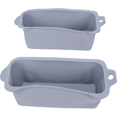 Lot de 2 bacs de récupération des graisses, réutilisables en silicone, compatibles lave-vaisselle, pour barbecue et cuisson en extérieur (gris). (1/5)
